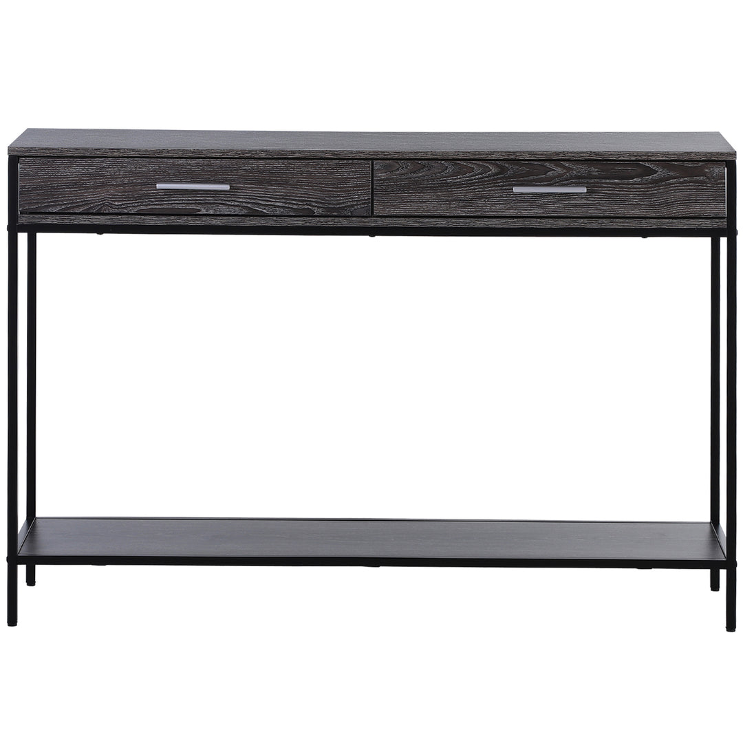 Konsolbord entrébord sidebord 2 skuffer underhylde stålgrå 120 x 30 x 81,5 cm