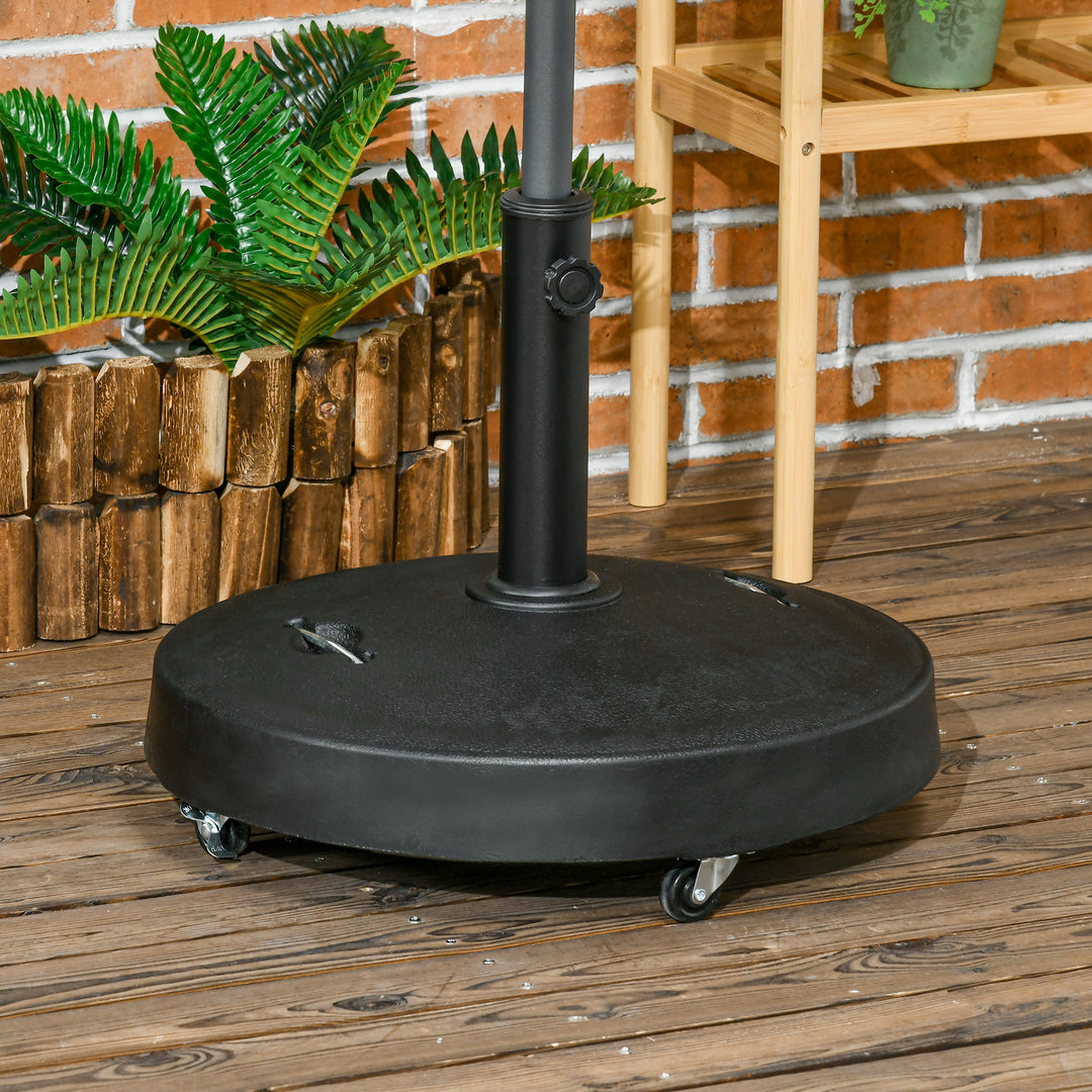 Parasolstativ, parasolfod, parasolholder, vejrbestandig, med hjul, Ø53 x 41H cm, sort