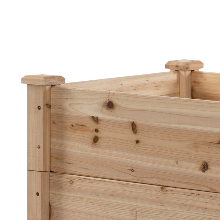Højbed 3-lags havebed plantebed urtebed blomstertrappe til altanhaven naturlig grantræ 120 x 120 x 56 cm