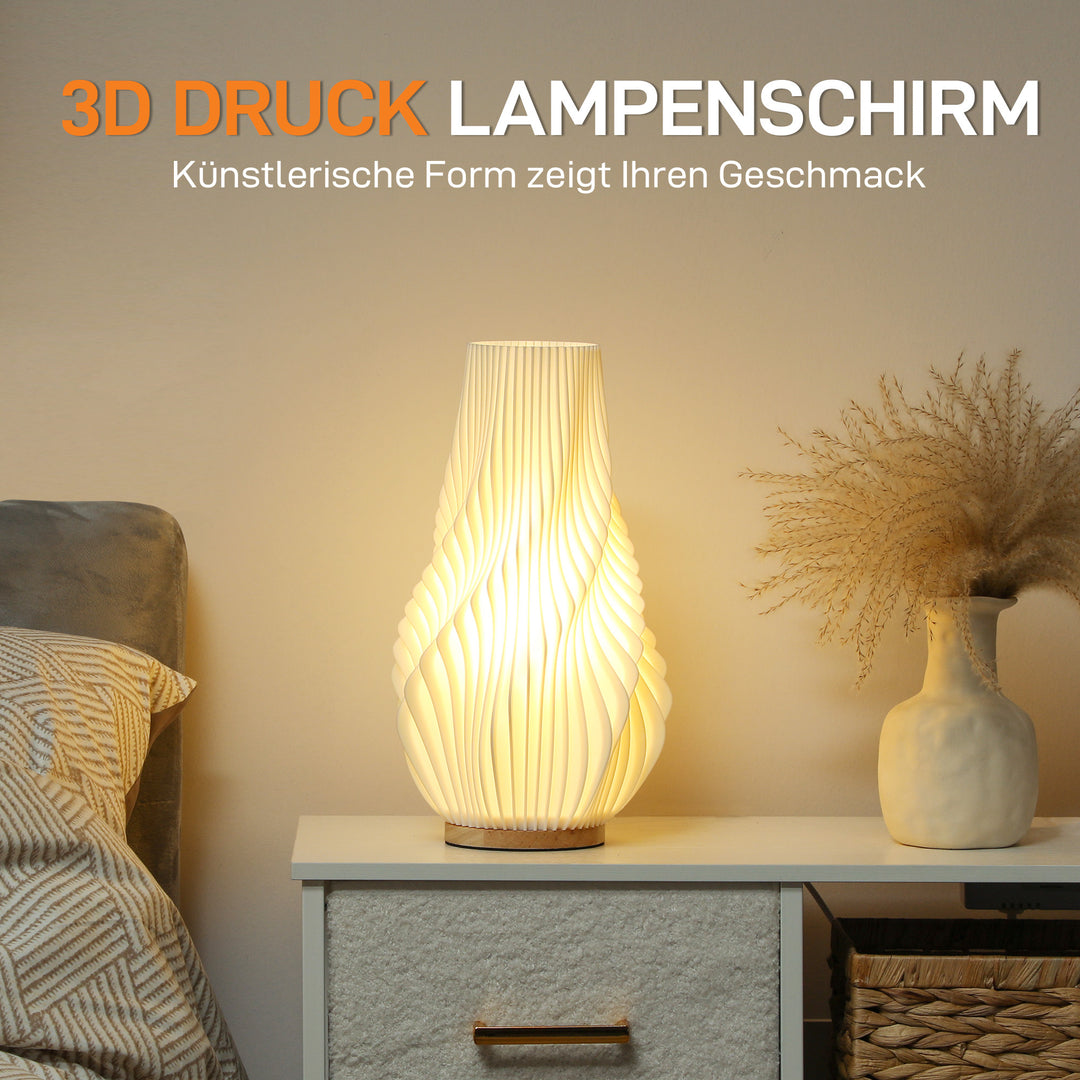 Smart bordlampe med app-styring, alexa-kompatibel, plastik, træ, hvid