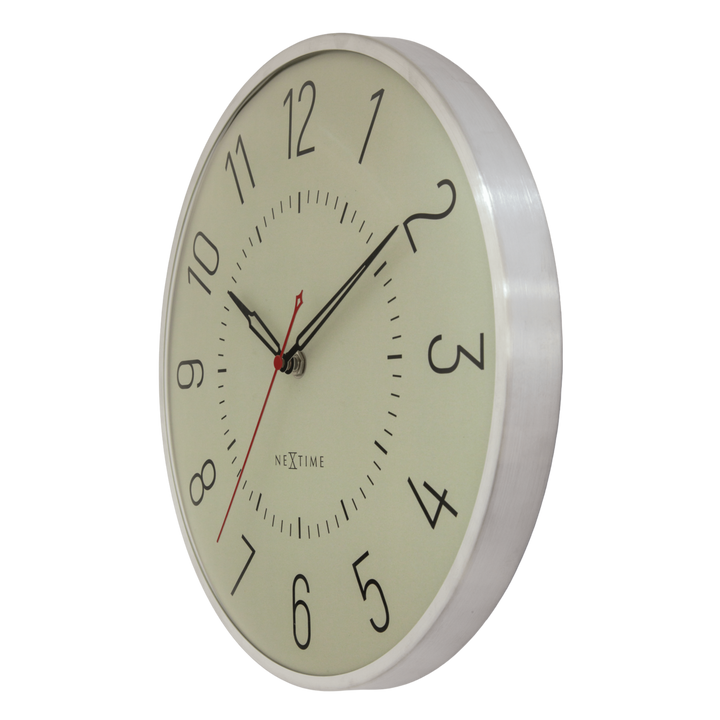 Vægur 30,5 cm-Silent-Dome linse-Aluminium-NeXtime 'Rotterdam'