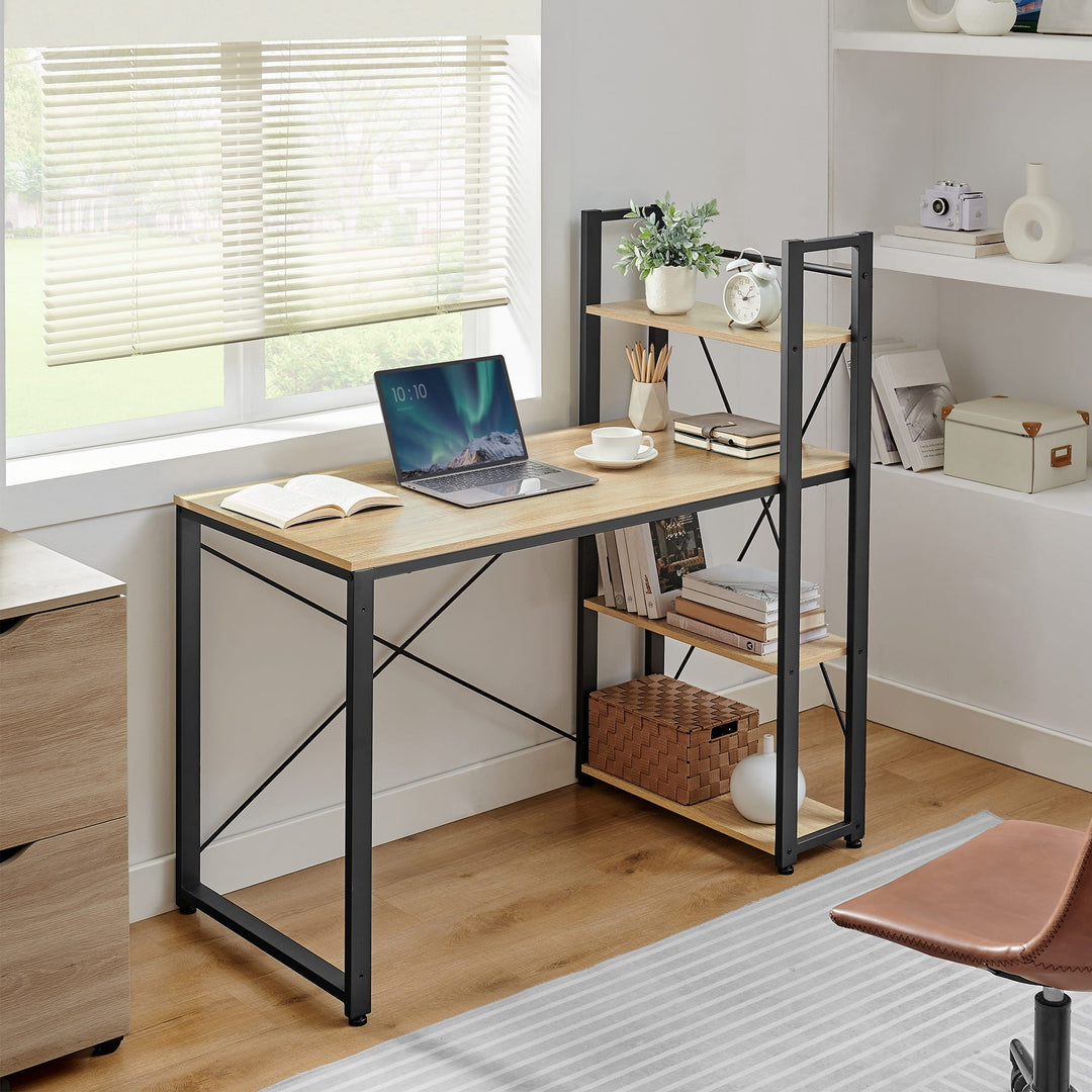 Computerskrivebord med 3 hylder – sonoma