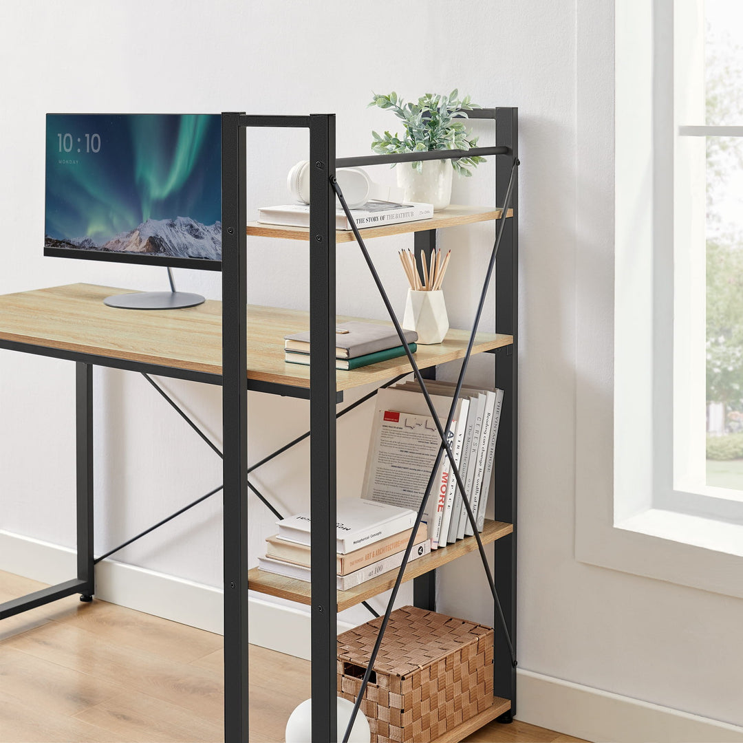 Computerskrivebord med 3 hylder – sonoma