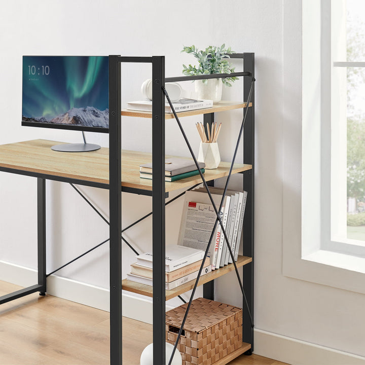 Computerskrivebord med 3 hylder – sonoma