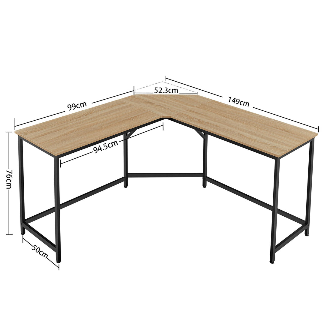 Hjørneskrivebord, Bredde: 149 cm Dybde: 149 cm Højde: 76 cm