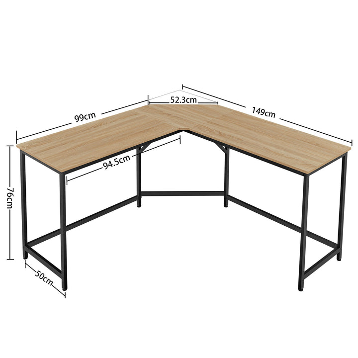 Hjørneskrivebord, Bredde: 149 cm Dybde: 149 cm Højde: 76 cm
