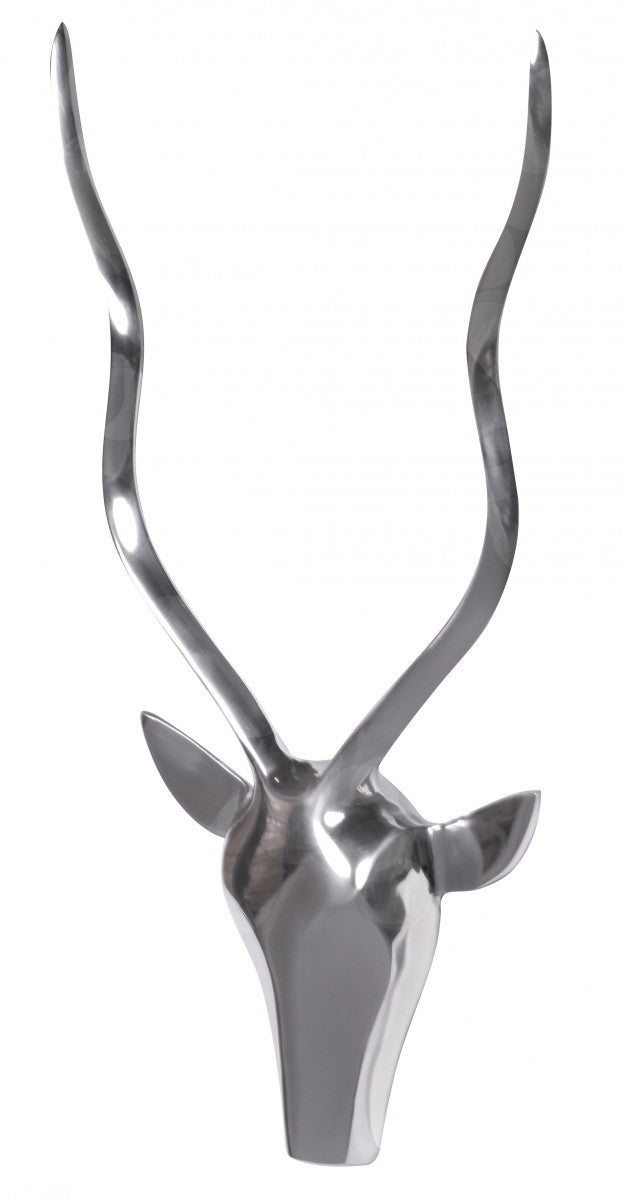 Dekorative hjortegevirer, aluminium, vægdekoration, landlig stil, sølvmetal, moderne, design hjortehoved, gevirer i landlig stil, stor vægdekoration, udendørs hjortedekoration, vægpynt