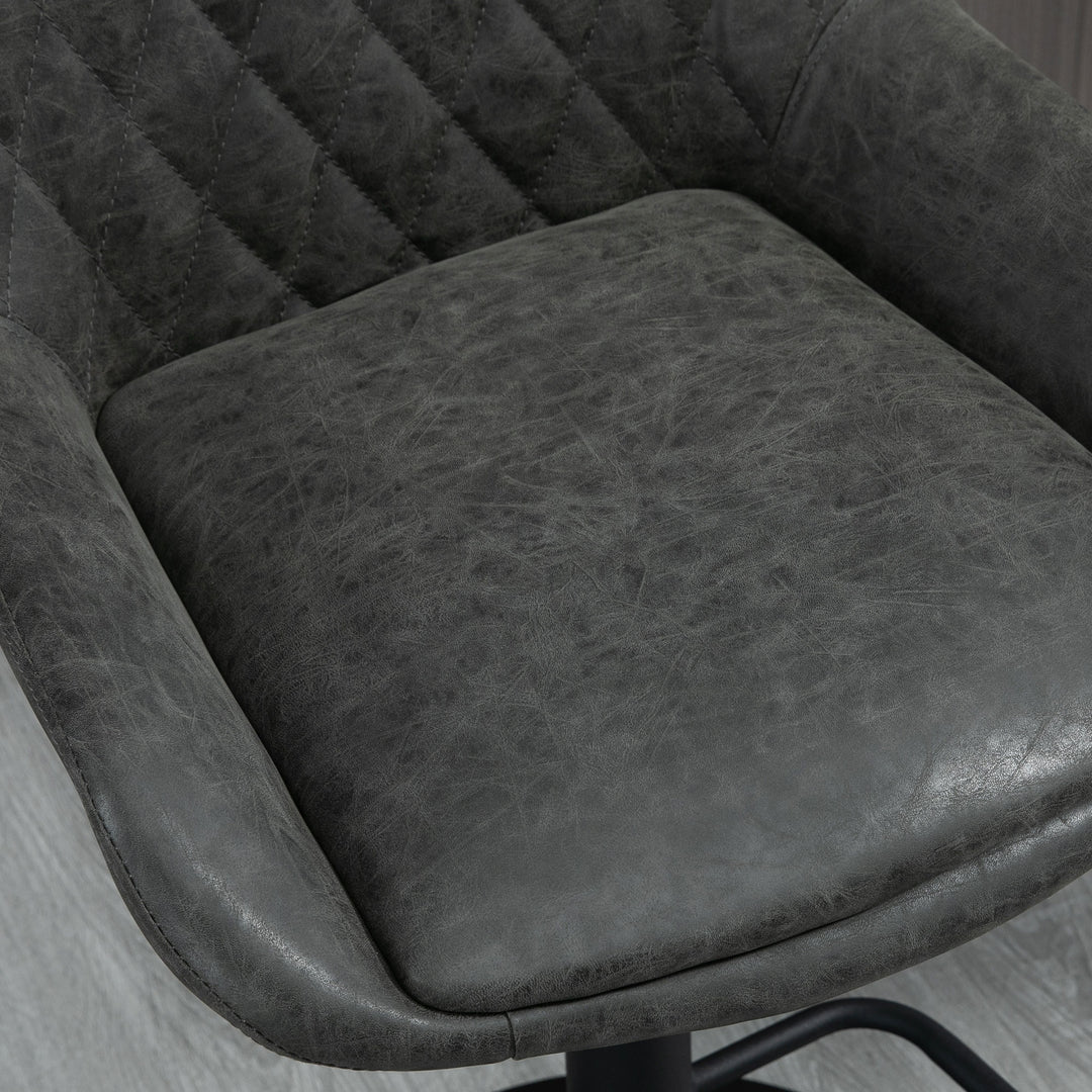 Barstol køkkenstol designerstol, højdejusterbar, med fodstøtte, 51 cm x 59 cm x 117 cm, mørkegrå + sort