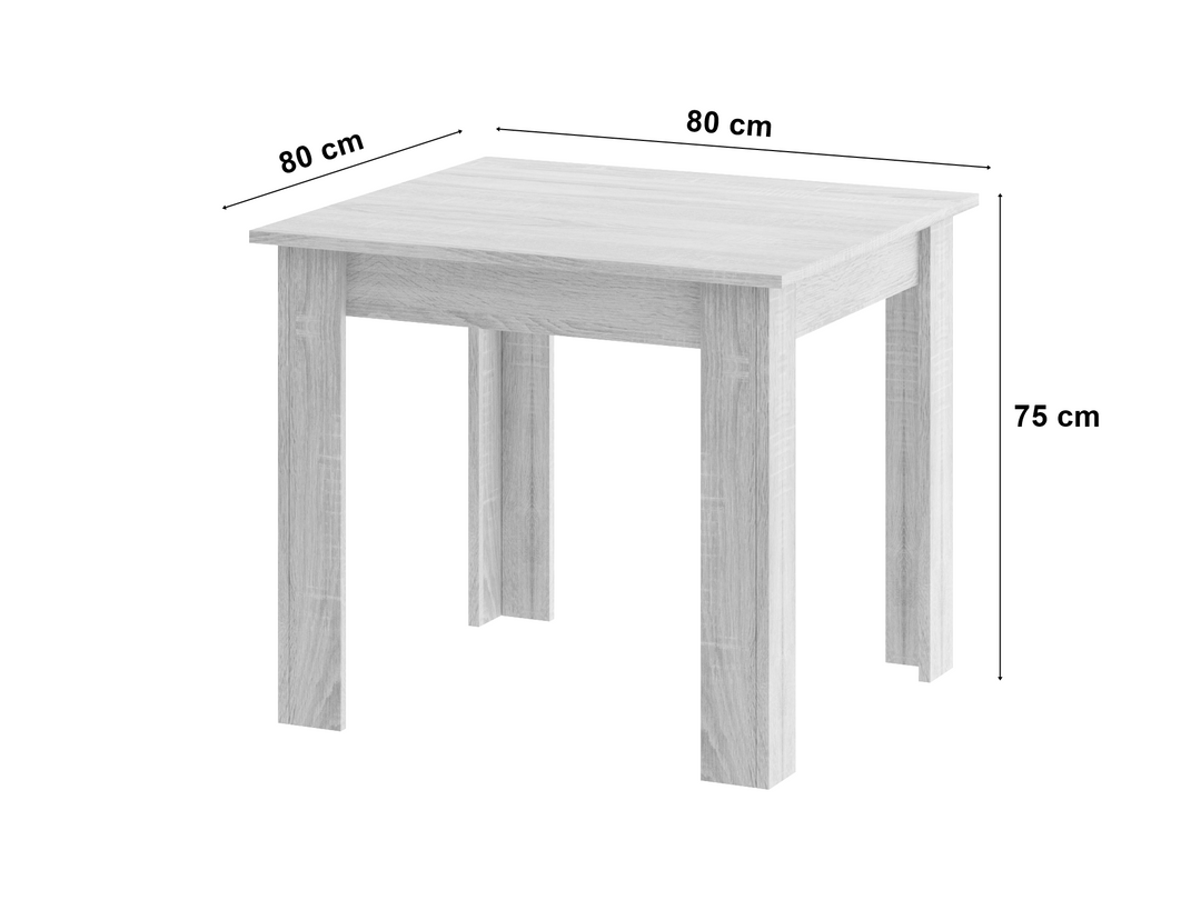 NP bord 80x80cm Artisan sorte ben + 4 MARK stole sorte naturben