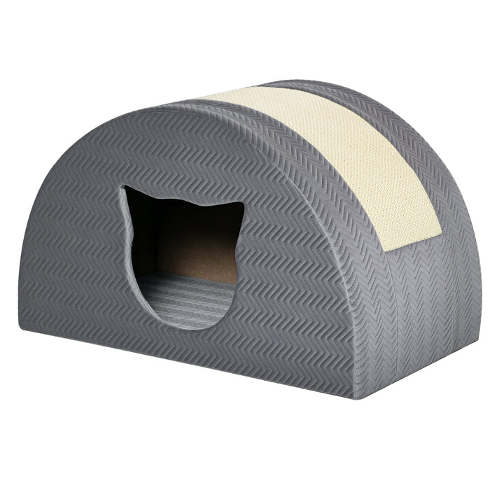 Kattehule med kradsebræt katteseng kradsehus kattehus kattelejlighed sisal grå 48,5 x 30 x 30 cm