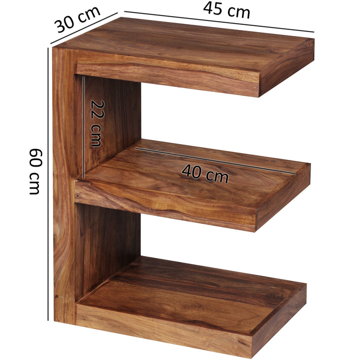 MUMBAI sidebord, massivt sheeshamtræ, E Cube, 60 cm højt, stuebord, brunt design, landlig stil, sofabord