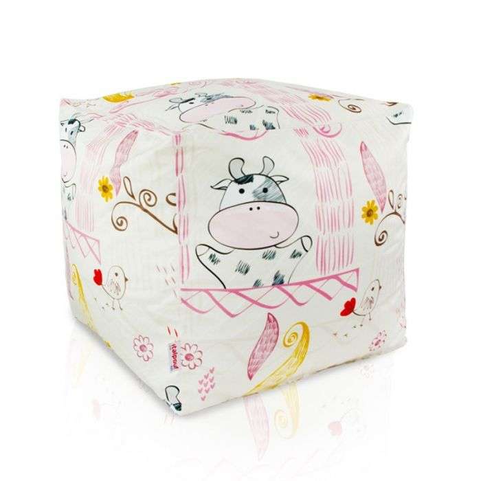Square Cube Ottoman - Premium Printed Fabric