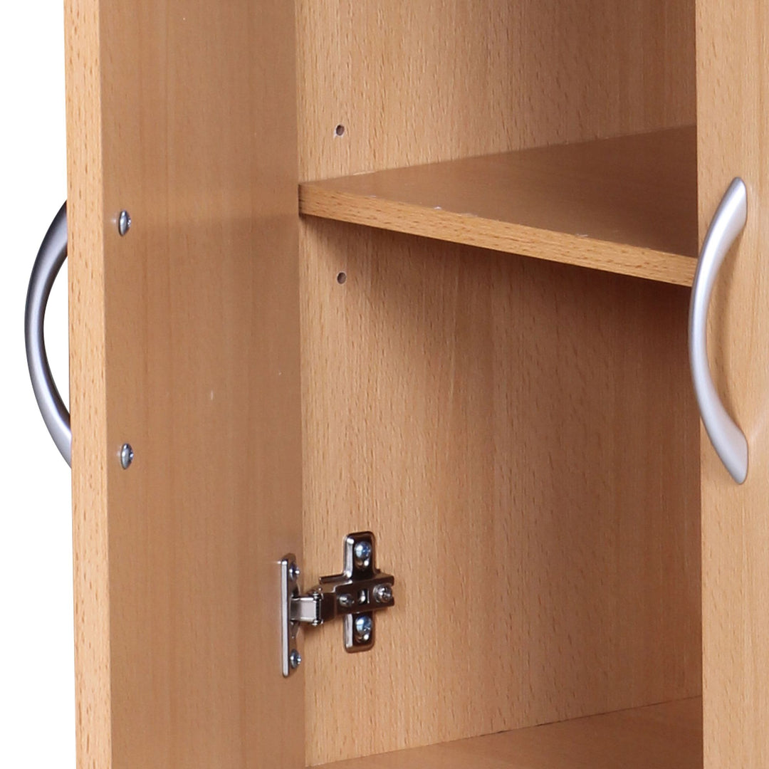 Skænk bøg 60x75x30cm Kommode med skuffe og låger, Lille moderne skænk brun, Designer træskab, Universalskab med håndtag, Lille smalt entreskab