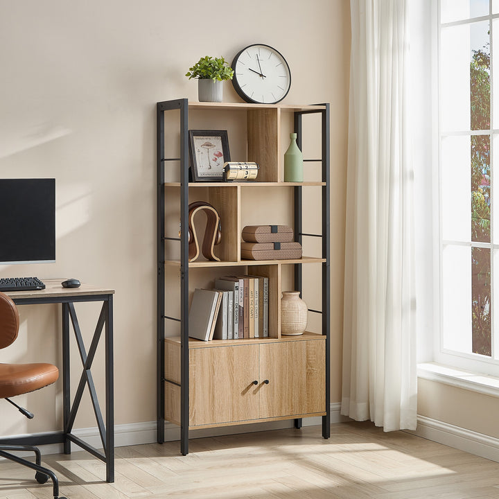 Reol / hylde til bøger og dekoration – sonoma eg / sort | moderne loftstil