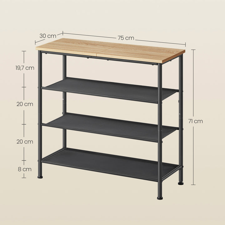 Loft style skoreol – sonoma eg / sort | praktisk og pladsbesparende