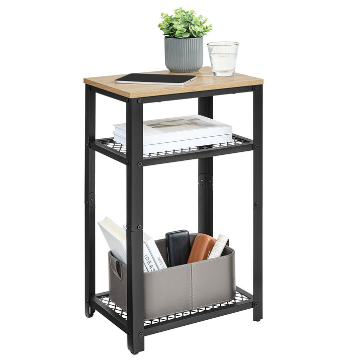 Sofabord / natbord med 2 hylder – sonoma eg / sort | loftstil