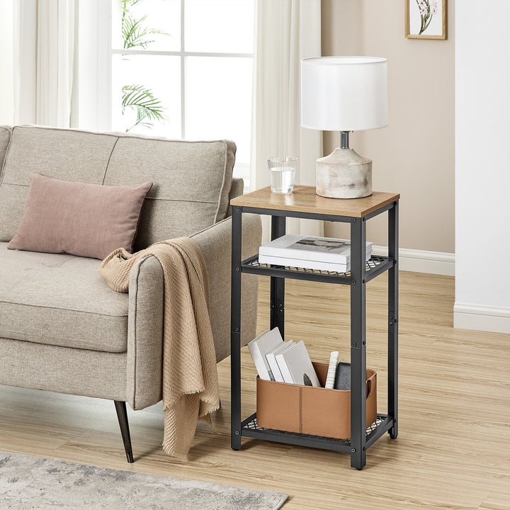 Sofabord / natbord med 2 hylder – sonoma eg / sort | loftstil