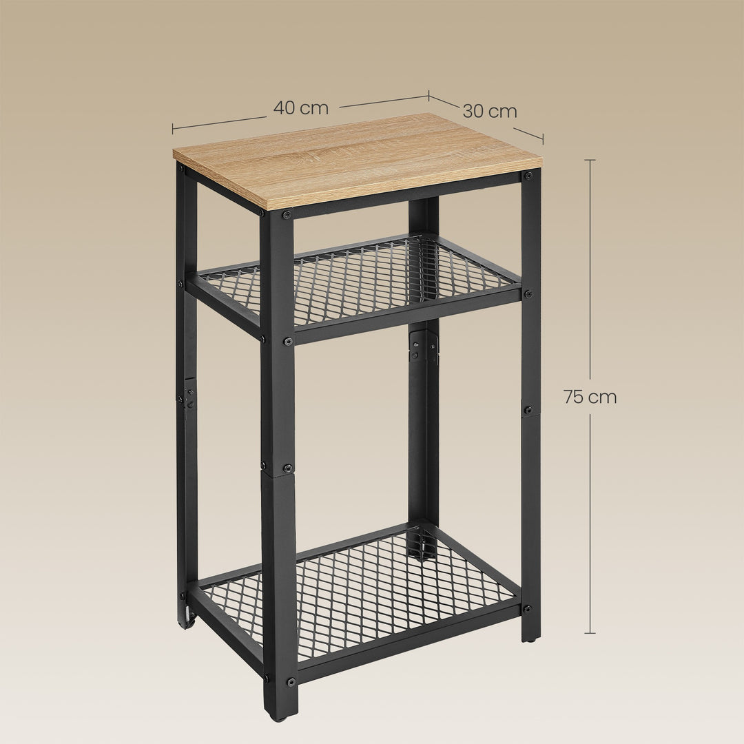 Sofabord / natbord med 2 hylder – sonoma eg / sort | loftstil