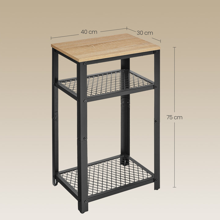 Sofabord / natbord med 2 hylder – sonoma eg / sort | loftstil
