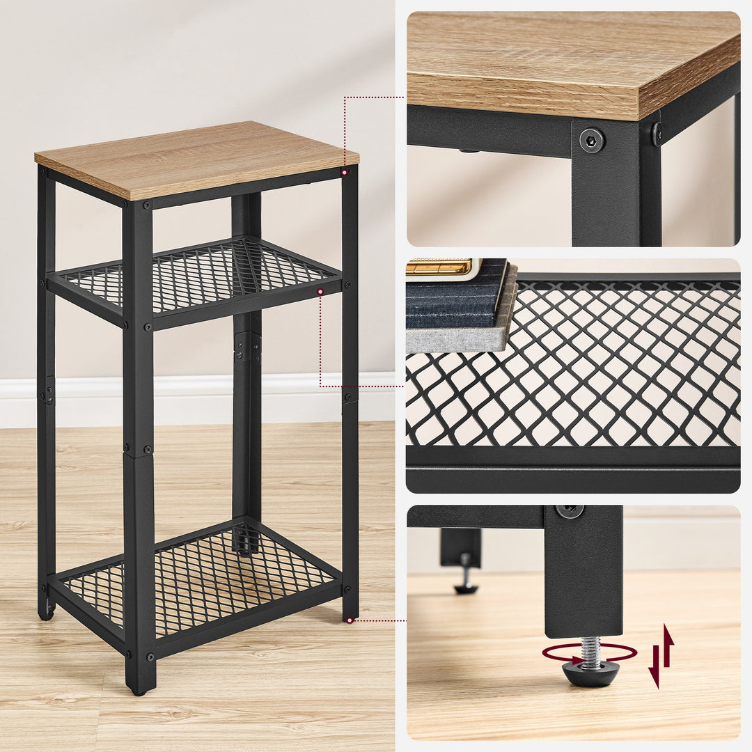 Sofabord / natbord med 2 hylder – sonoma eg / sort | loftstil