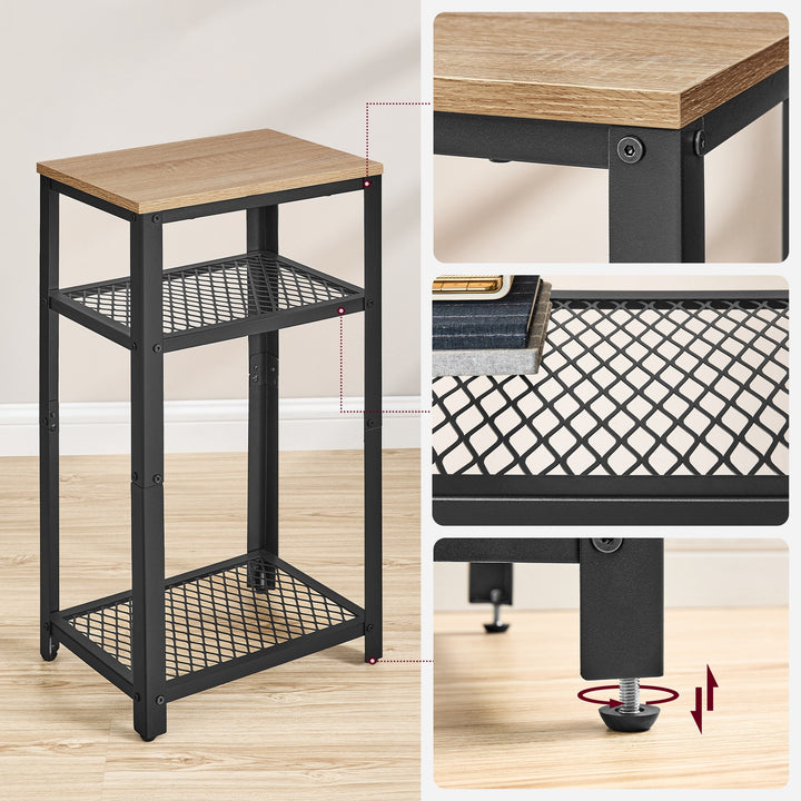Sofabord / natbord med 2 hylder – sonoma eg / sort | loftstil