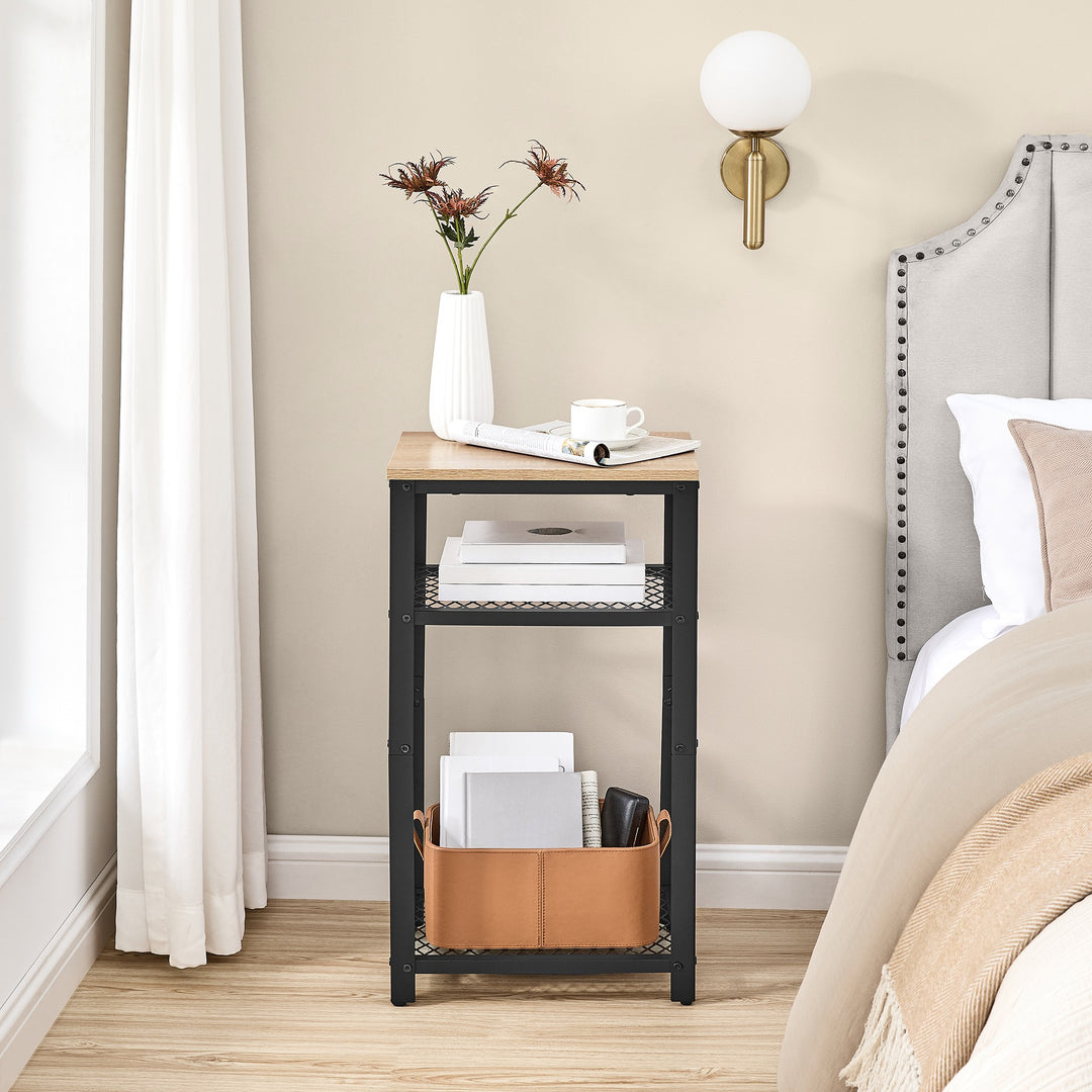 Sofabord / natbord med 2 hylder – sonoma eg / sort | loftstil