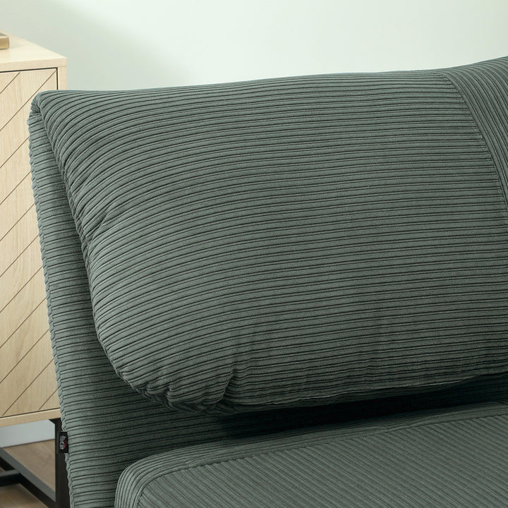 2-i-1 sovesofa gæsteseng, justerbar nakkestøtte, fløjlslook, 82 cm x 87 cm x 89 cm, grøn