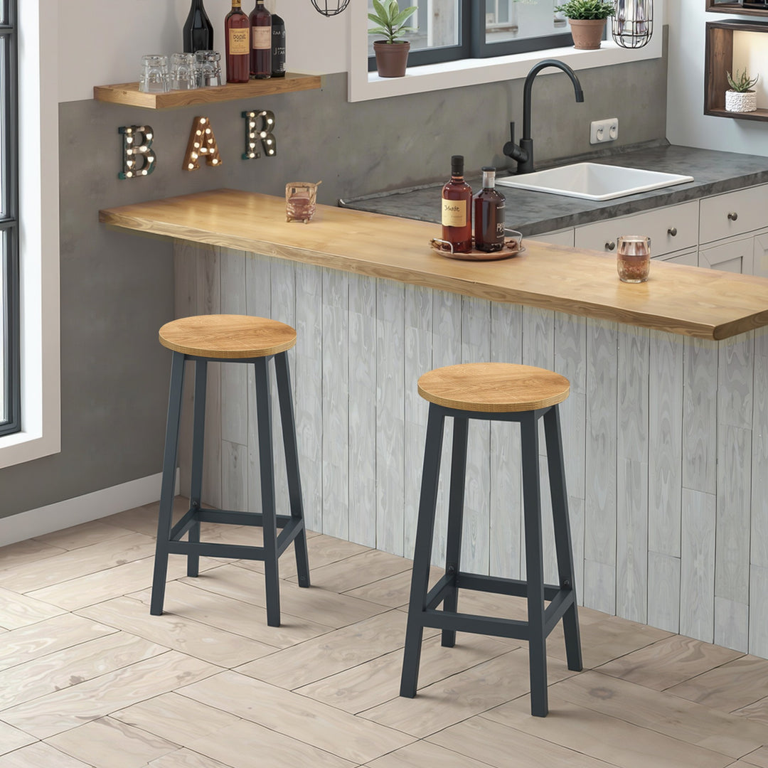 Barstol / høj skammel – eg / sort | moderne loftstil