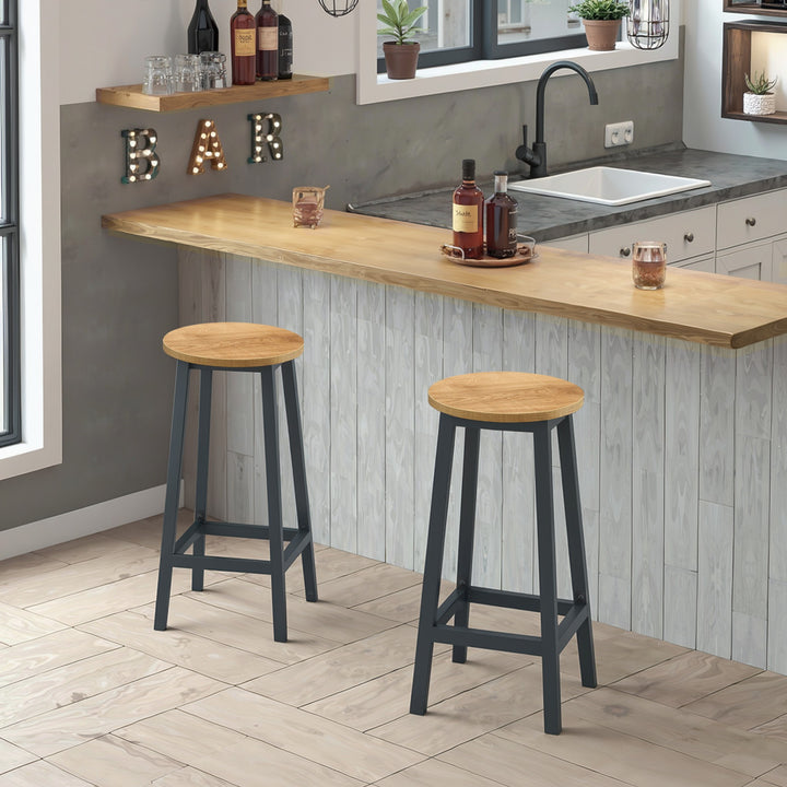Barstol / høj skammel – eg / sort | moderne loftstil