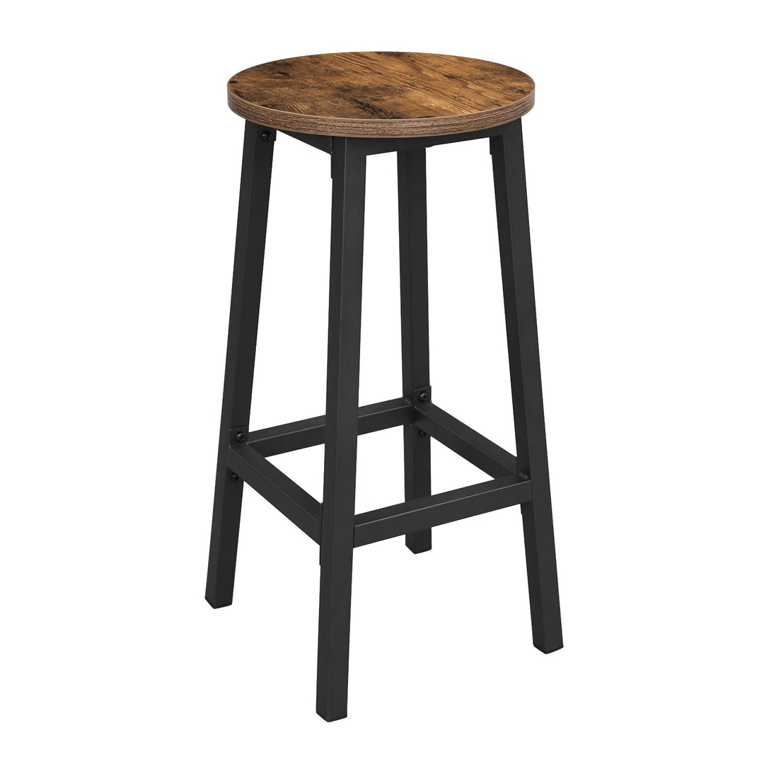 Barstol / høj skammel – rustik brun / sort | industrielt design