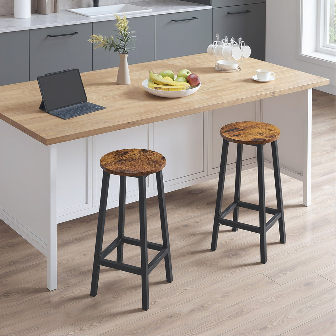 Barstol / høj skammel – rustik brun / sort | industrielt design