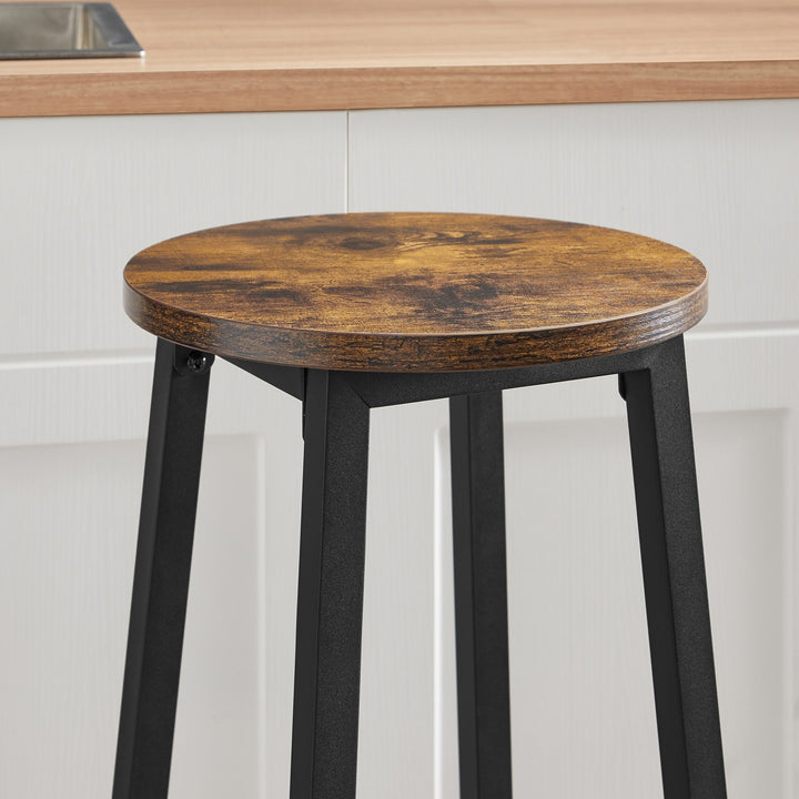 Barstol / høj skammel – rustik brun / sort | industrielt design
