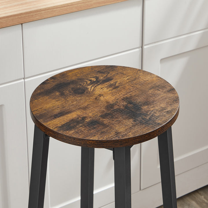 Barstol / høj skammel – rustik brun / sort | industrielt design