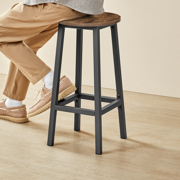 Barstol / høj skammel – rustik brun / sort | industrielt design