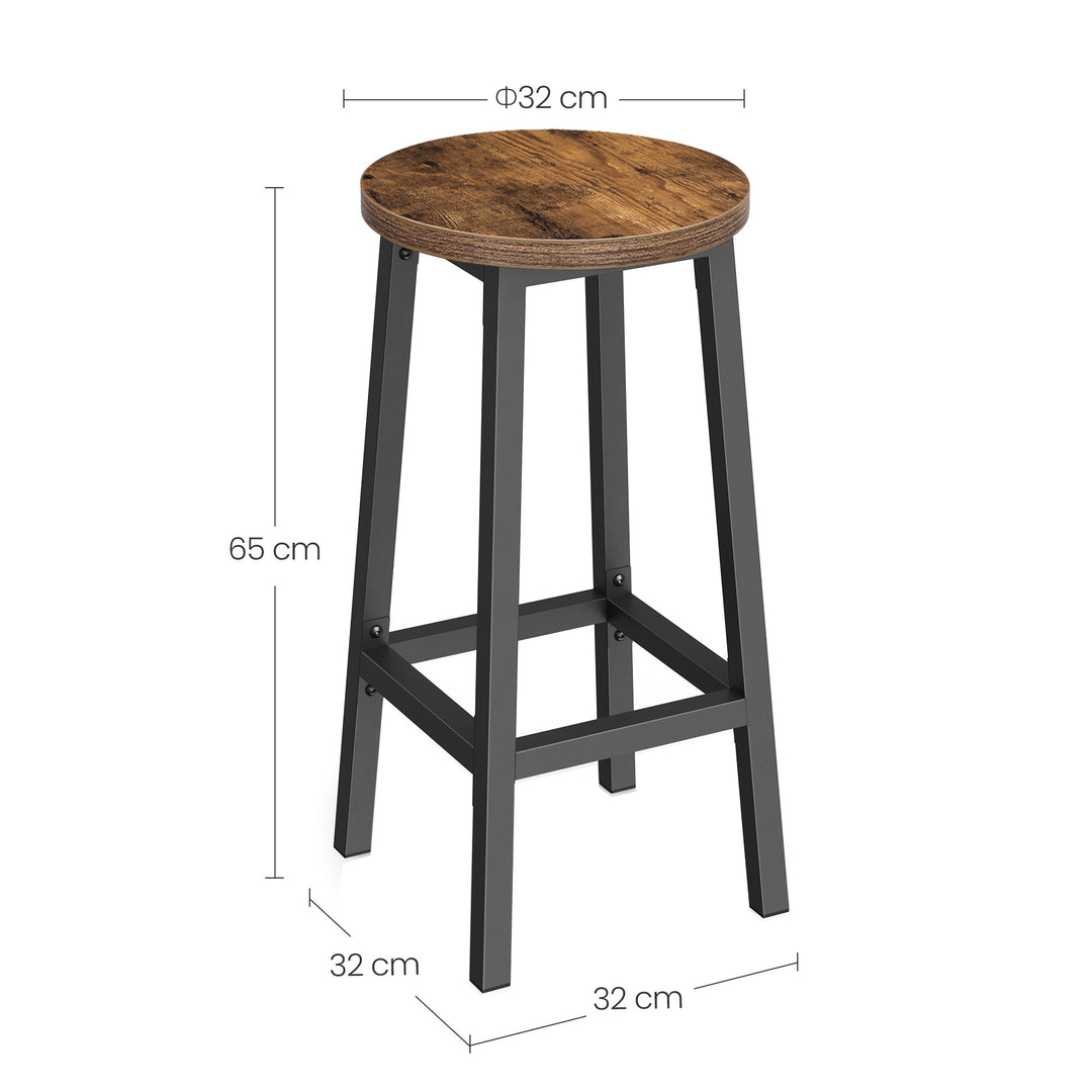 Barstol / høj skammel – rustik brun / sort | industrielt design