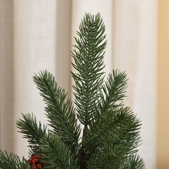 Mini juletræsdekoration, inklusive ornamenter, røde bær, 50 cm høj, inklusive cementbase, grøn + flerfarvet