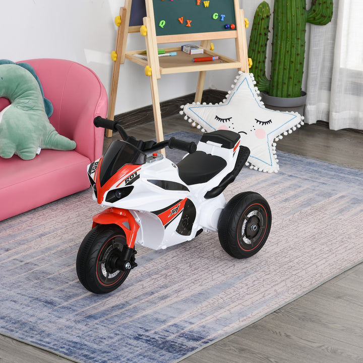 Ride-on børnemotorcykel, 18-36 måneder, musik/lys, op til 20 kg, hvid/rød