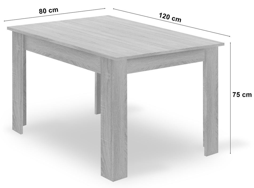 Sæt med NP bord 120x80cm Craft + sort + 4 WAT stole sort/sorte ben