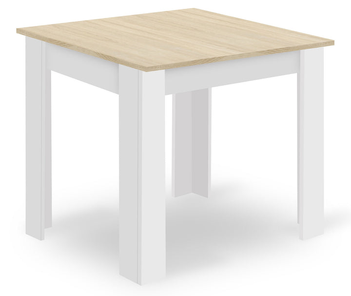Sæt: NP Bord 80x80cm Sonoma Eg + Hvid + 4 WAT Stole Grå / Naturlige Ben