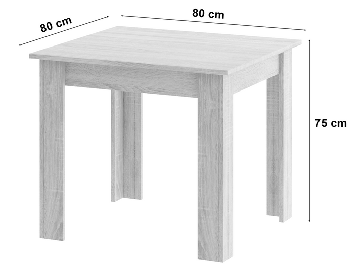 Sæt: NP Bord 80x80cm Sonoma Eg + 4 WAT Stole hvide / naturlige ben
