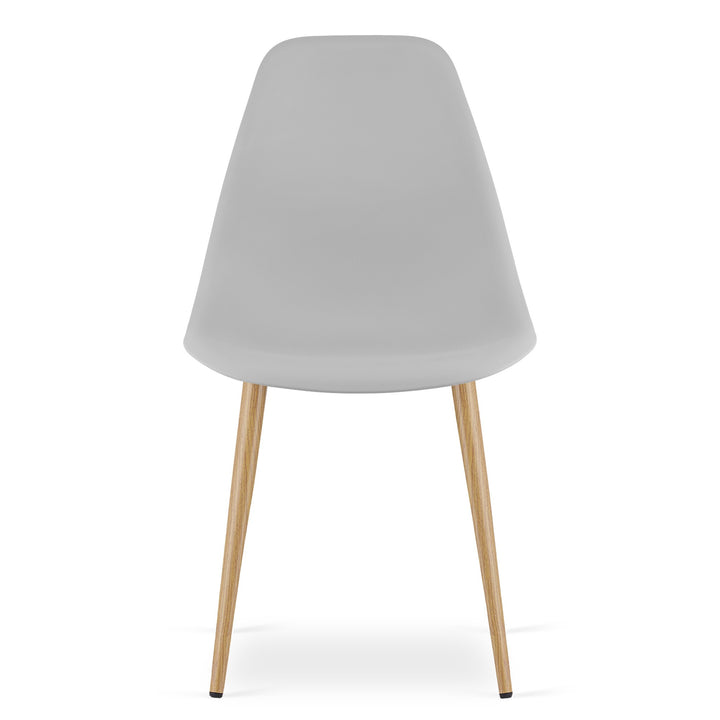 TESSA Bordsæt 120 cm x 60 cm - eg / hvide ben + 4 WAT stole grå / naturfarvet ben