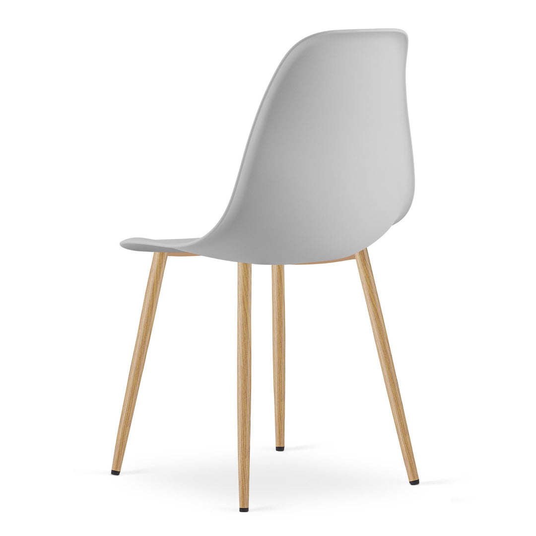 TESSA Bordsæt 120 cm x 60 cm - eg / hvide ben + 4 WAT stole grå / naturfarvet ben