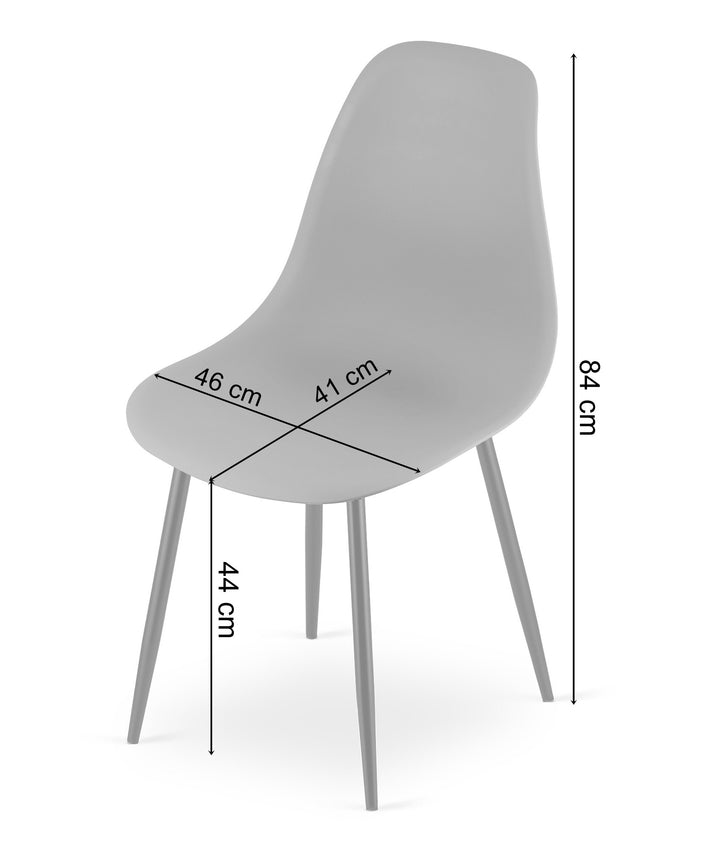 TESSA Bordsæt 120 cm x 60 cm - eg / hvide ben + 4 WAT stole grå / naturfarvet ben