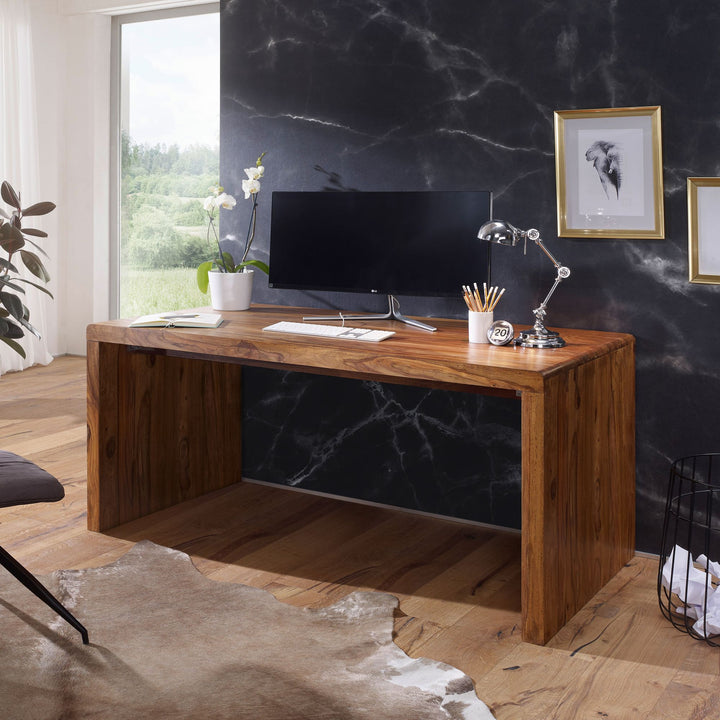 Computerbord i massivt træ, 180 cm bredt, ægte træ, designarkivbord til kontor, landlig stil