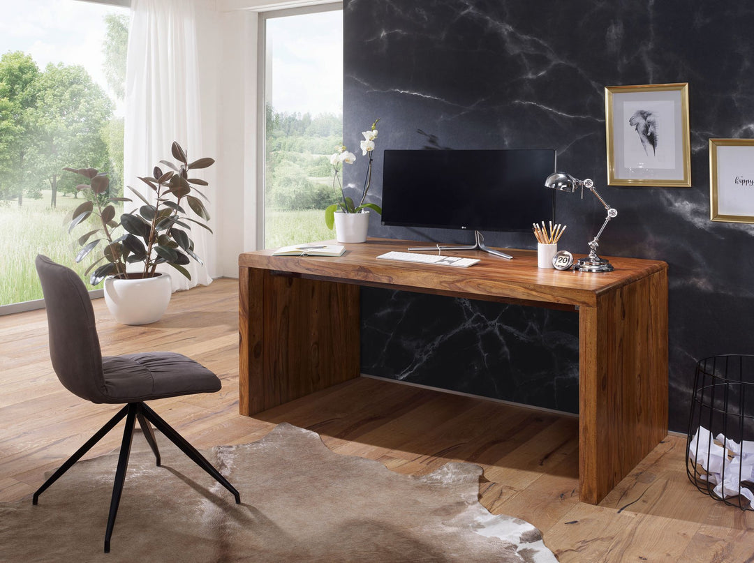 Computerbord i massivt træ, 180 cm bredt, ægte træ, designarkivbord til kontor, landlig stil