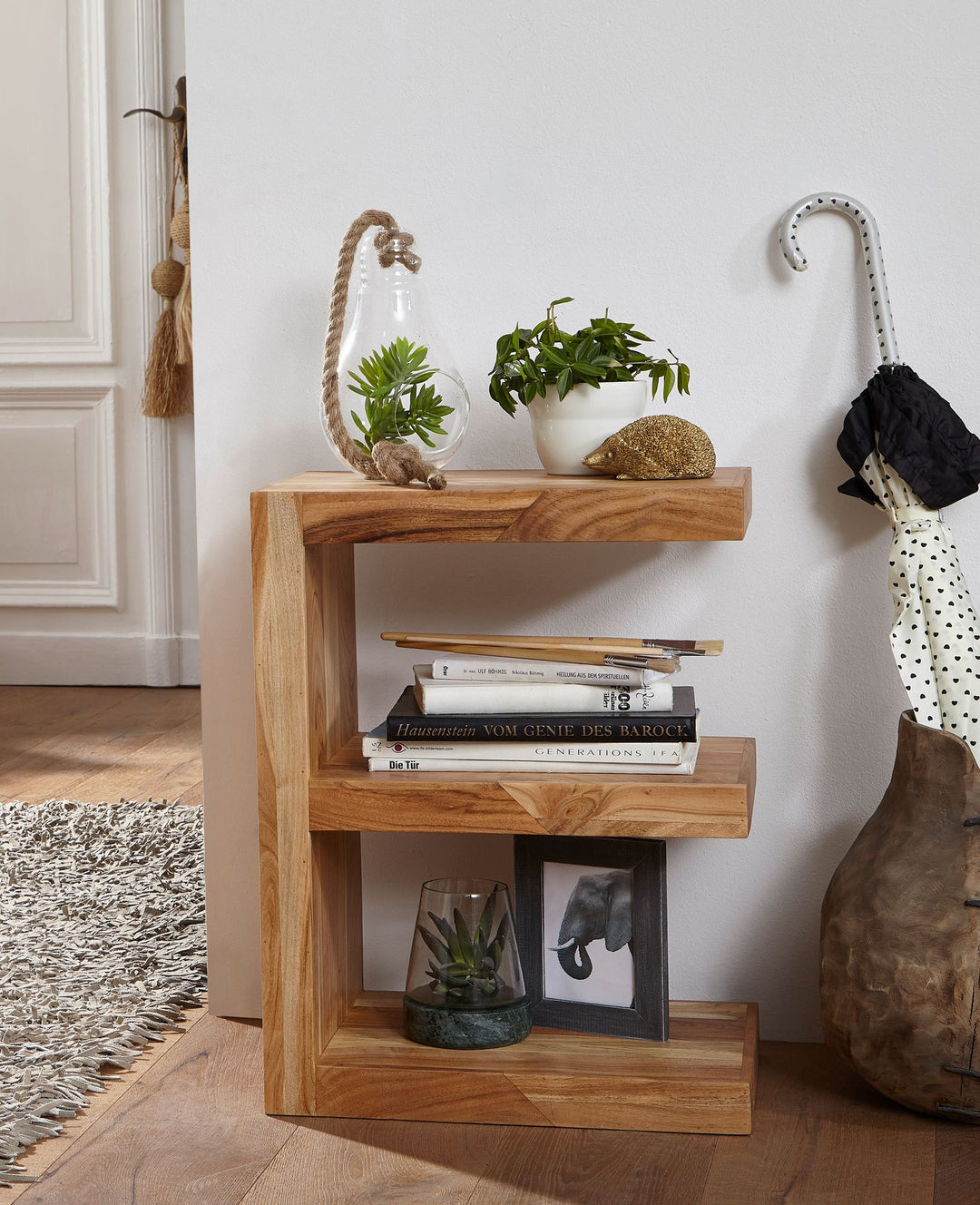 MUMBAI sidebord, massivt akacietræ, E Cube, 60 cm højt, stuebord, brunt design, landlig stil, sofabord