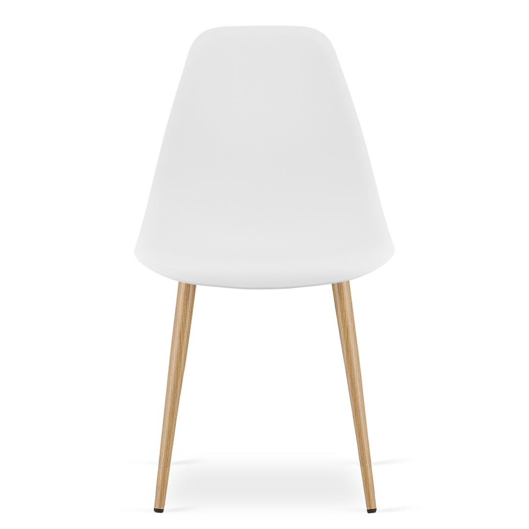 Sæt med KAMI rundt bord 80 cm - hvide / naturlige ben + 4 WAT stole hvide / naturlige ben