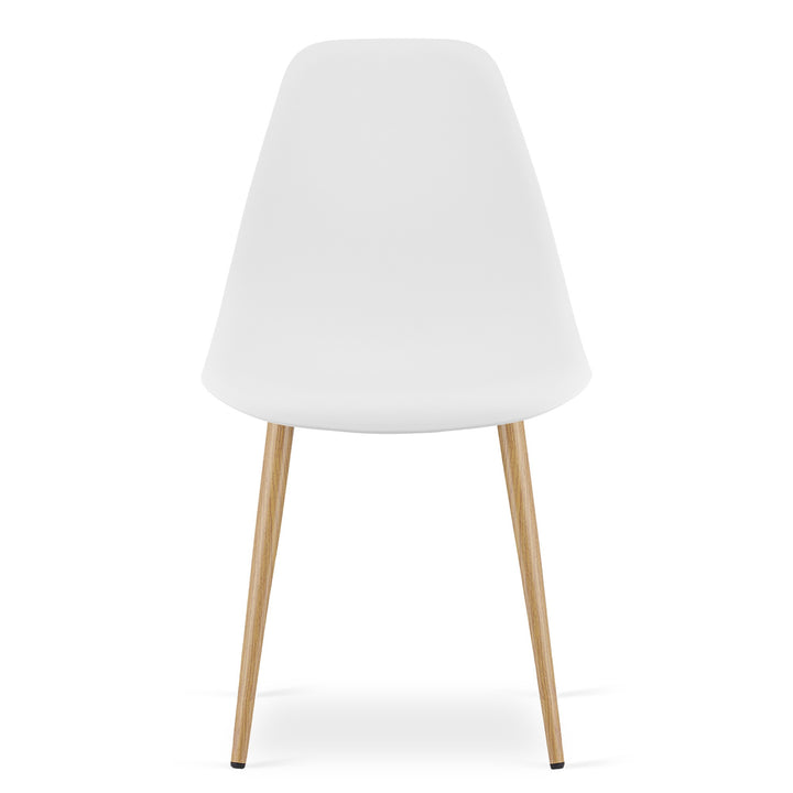 Sæt med KAMI rundt bord 80 cm - hvide / naturlige ben + 4 WAT stole hvide / naturlige ben