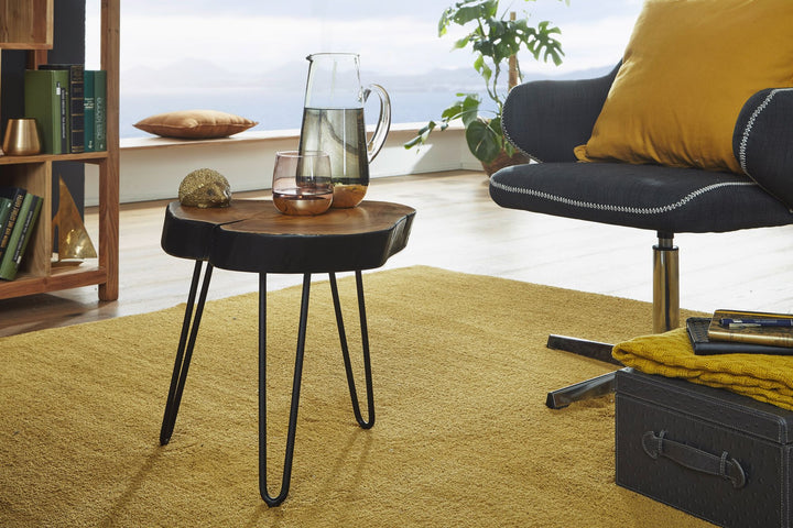 Sidebord i massivt sheeshamtræ BAGLI 35 x 35 cm stuebord massivt træ sidebord træbord ægte træ live edge