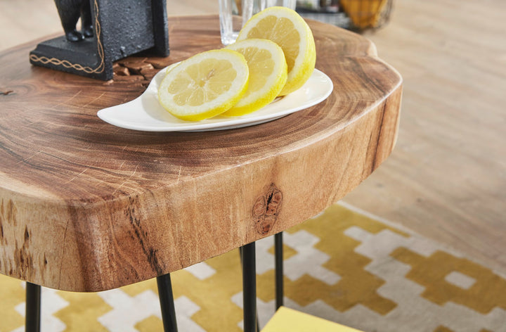 Sidebord i massivt akacietræ BAGLI 35 x 35 cm stuebord massivt træ endebord træbord ægte træ live edge